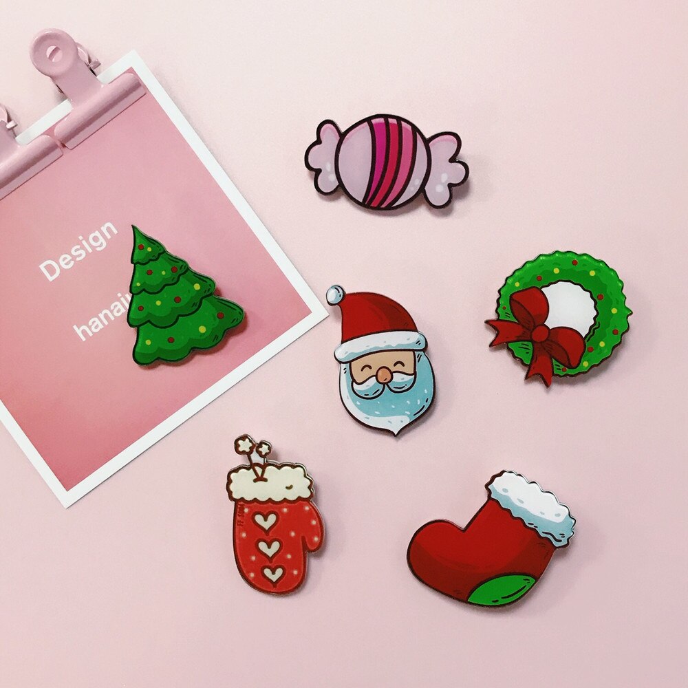 Kerst Badges Leuke Sok Elanden Snoep Broche Acryl Pin Badges Pictogrammen Op De Rugzak Medaille Decoratie Badge Voor Kleding