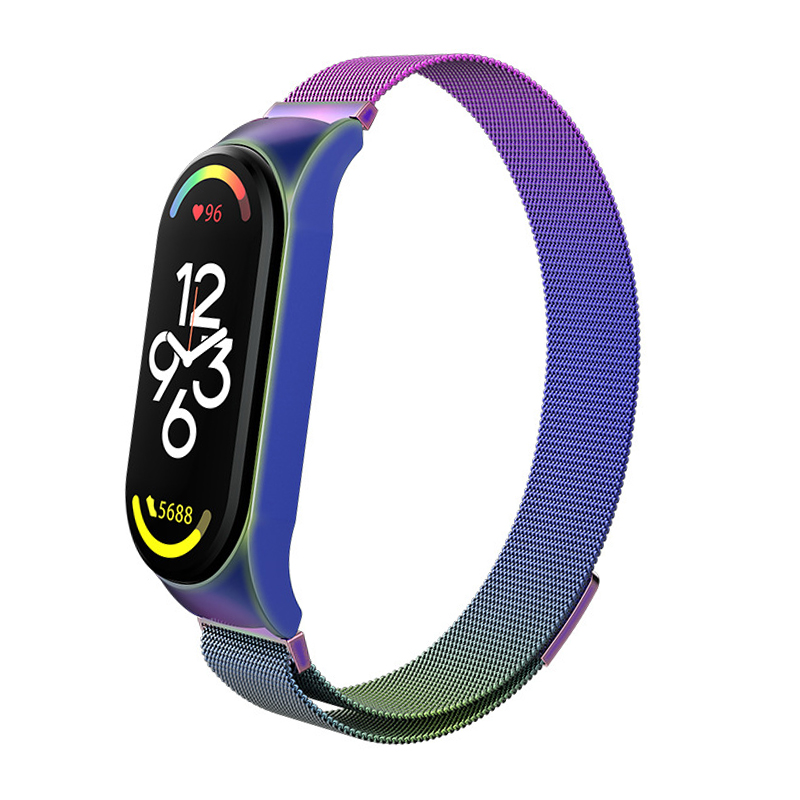correa mi band 4 5 6 7, Milanese Loop para Xiaomi Mi Band 7, 6, 5 y 4, Correa de reloj de acero inoxidable, pulsera mi band 4, 6, 5, 3, 7 pro: L / Amarillo plata