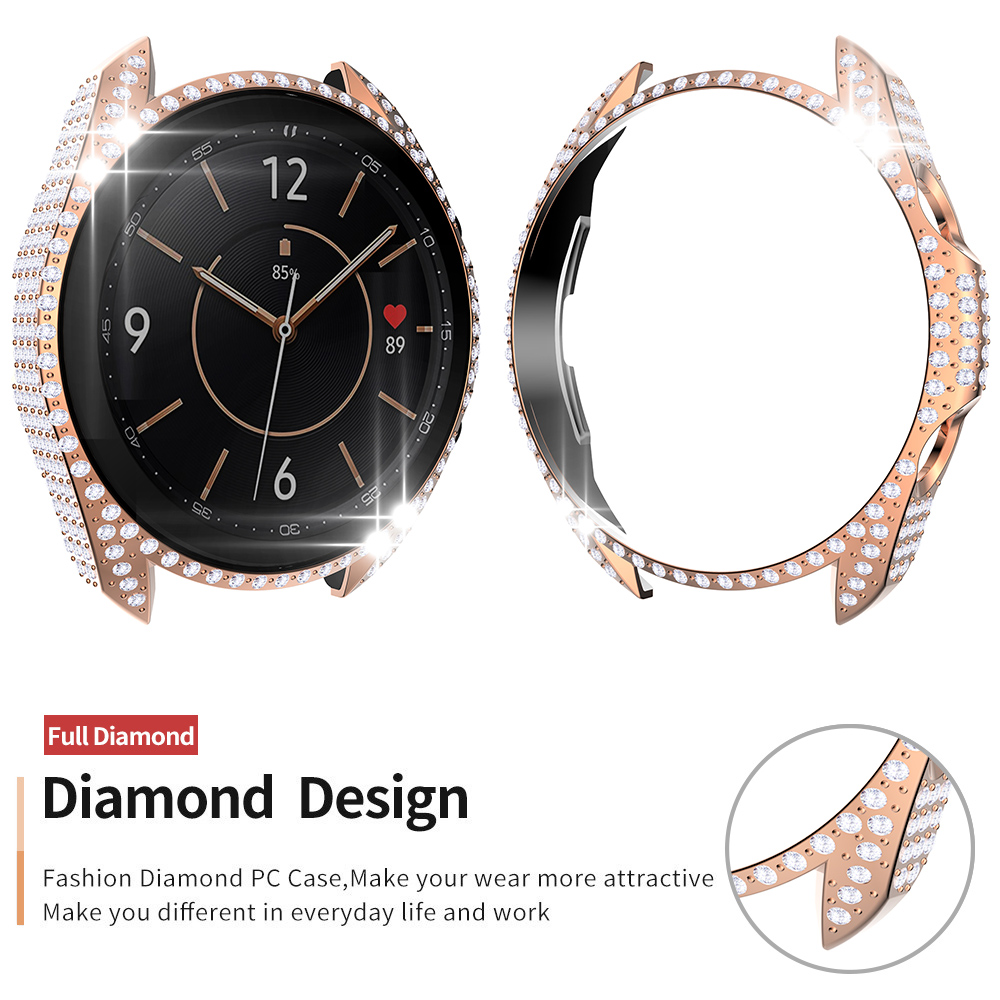 Coque de protection complète en diamant pour Samsung Galaxy Watch 3, 45mm, 41mm, cadre antichoc, tendance, pour femmes
