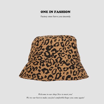 Zwart Wit Koe Zebra Patroon Emmer Hoeden Visser Caps Voor Vrouwen Zomer Luipaard Panama Emmer Hoed: Leopard Camel