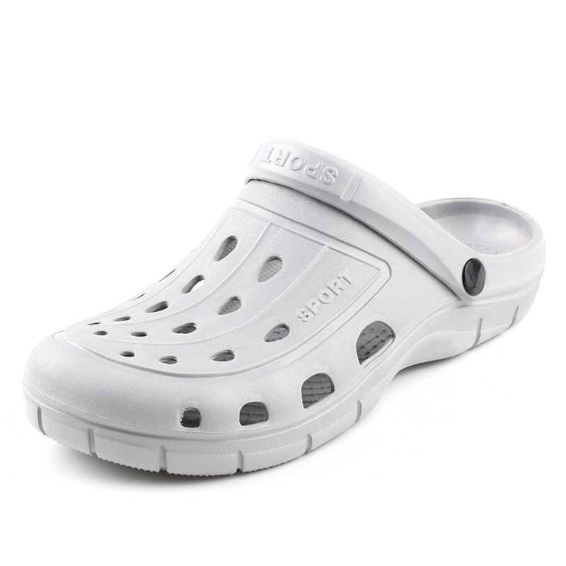Sabots homme sandale pantoufles chaussures de jardin antidérapant été chaussures d'eau sans lacet pour plage piscine salle de bain léger respirant: grey / 40