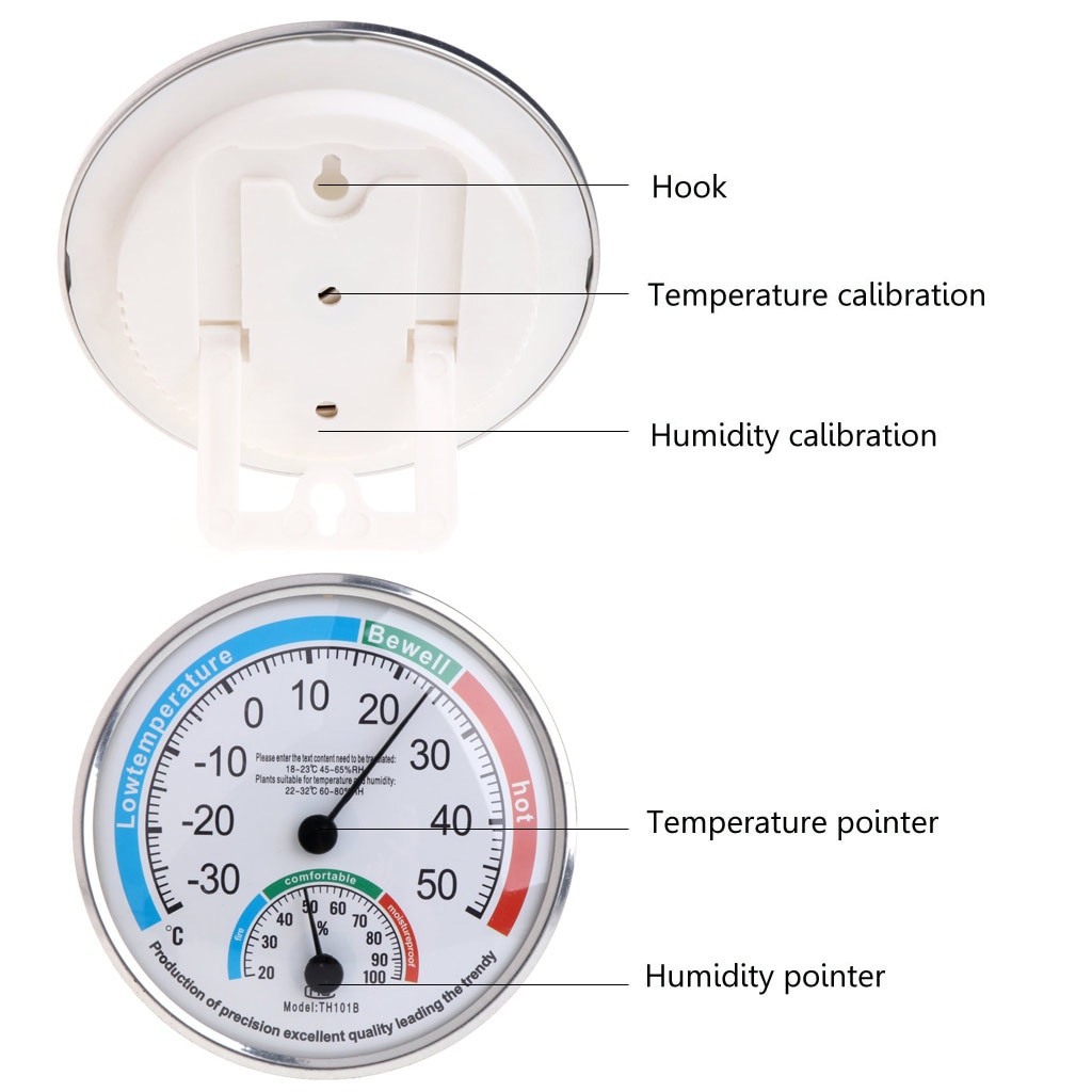 Hushålls analog termometer hygrometer temperatur fuktighetsmätare mätare
