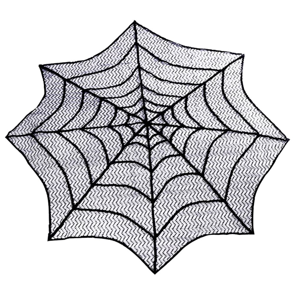 Halloween blonder edderkop web duge rundt bord topper dækker halloween bord dekoration pejs tørklæde dwh 5: Default Title