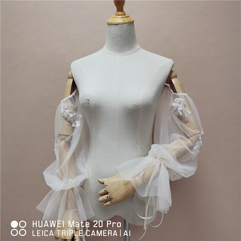 tulle lace sleeve Detachable off shoulder sleeve for bridal dress