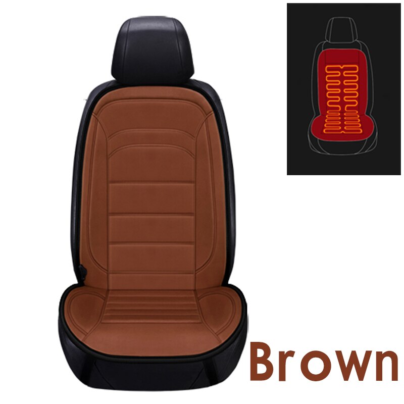 Funda calefactable para asiento de coche, 12V, calefacción, cojines, Protector Universal para asiento de coche, calentador de colchón eléctrico: brown