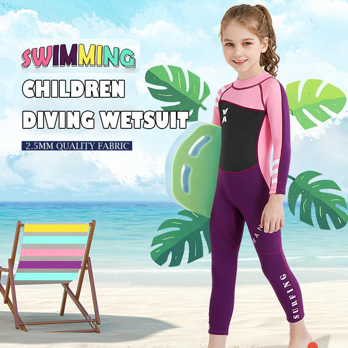 2,5 MM Neopren anzüge Kinder Swimwears Tauchen Anzüge Lange Ärmel Mädchen Surfen Kinder Rash Guards Schnorchel Ein Stück