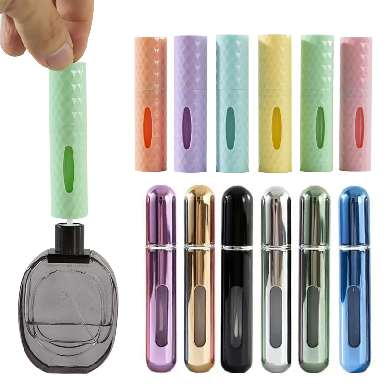 Botella de Perfume de 5/10ml, botella de Perfume recargable portátil con pulverizador, envases cosméticos, atomizador, Mini pulverizador de aluminio para viaje