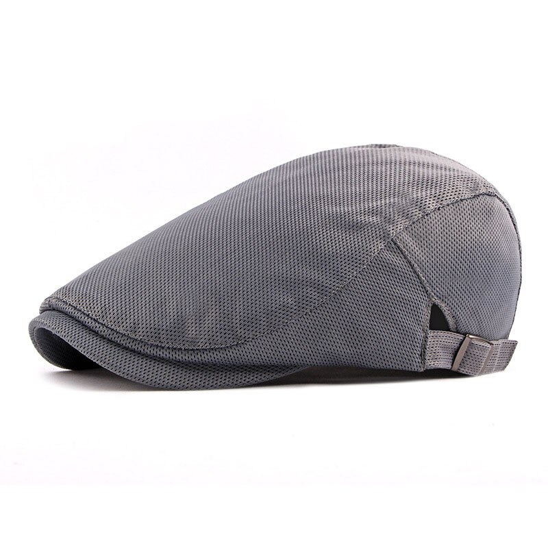 Newsboy Caps For Men Summer Hat Gray Breathable Mesh Solid Vintage Classic Men Women Ivy Flatcap Berets Driver Hats: Gray