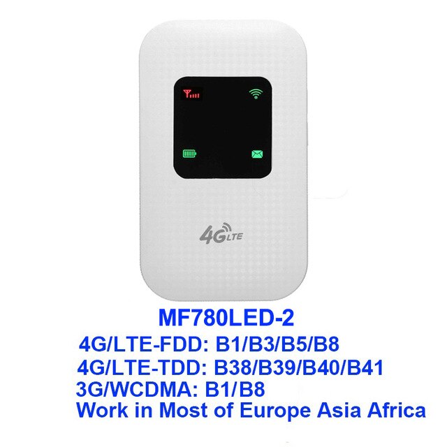 Yizloao Mini Hotspot 4G Lte Breedband Mobiele Router Wifi Modem 150Mbps Data Wifi Draadloze Router Led Display Voor reizen: MF780LED-2