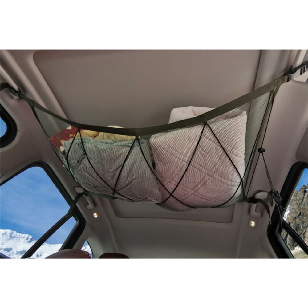 Bil auto loftnet opbevaringspose justerbar elastisk organisator lastnet polyester 34.4*25.5in mesh opbevaringspose