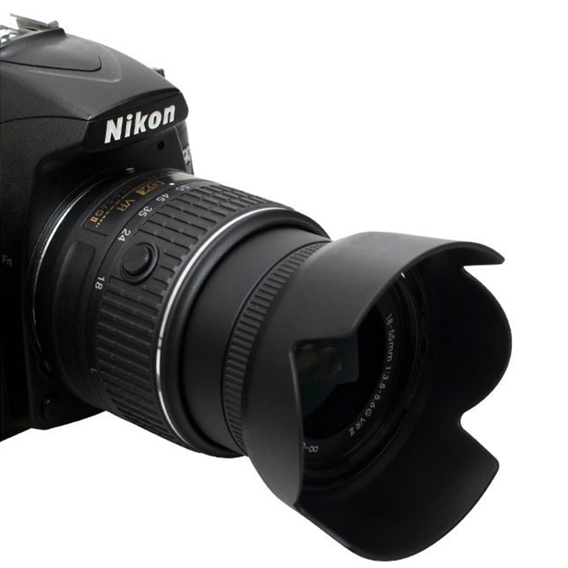 HB-69 Camera Lens Hood for Nikon AF-S DX 18-55mm F/3.5-5.6G VR II 52mm Good Shape Plastic Hood for Nikon D3200/D3300/D5200/D5300