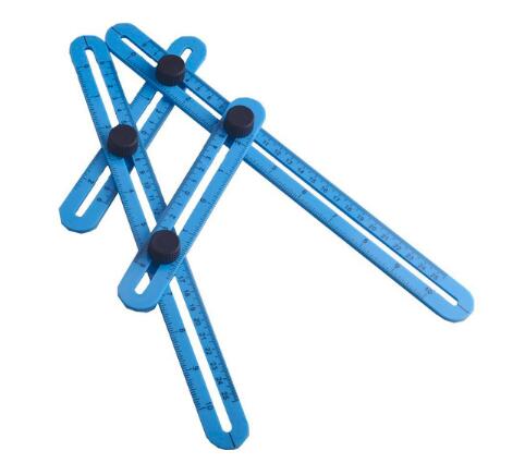 Herramienta de plantilla , regla de ángulo, transportador de medición de actividad, regla de cuatro pliegues con escala de pulgadas métricas, 1 pieza: Azul