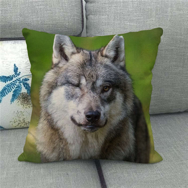Poszewki na poduszki okrutna bestia wilk poduszka w kształcie zwierzęcia pokrywa 45x45cm dekoracja salonu domu pościel/bawełna poszewka na poduszkę Decor: 19