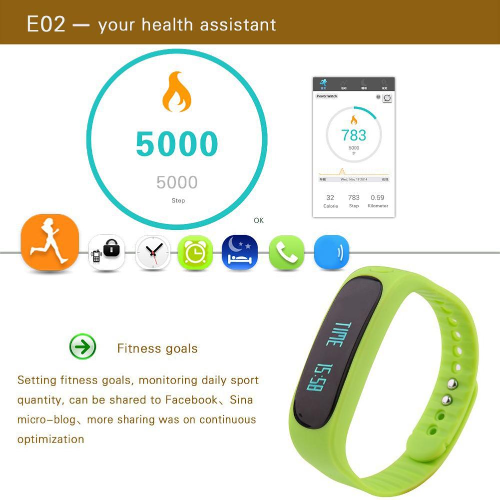 E02 Bluetooth-compatible Sports Smart Bracelet Wrist Band