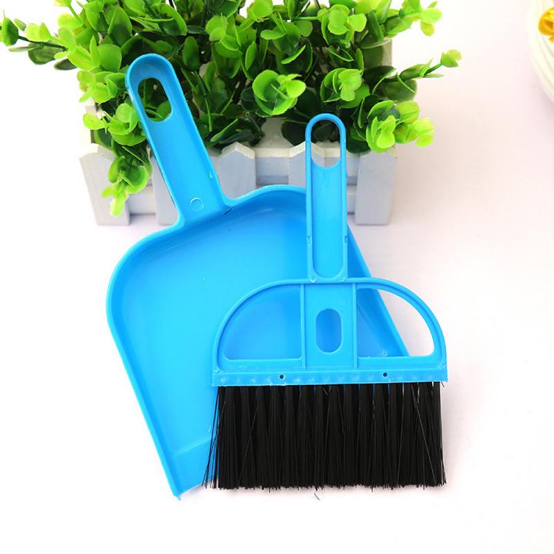 Mini desktop escova de limpeza varredura durável teclado para varredura de plástico conjunto de duas peças com pequena vassoura poeira casa jardim acessório