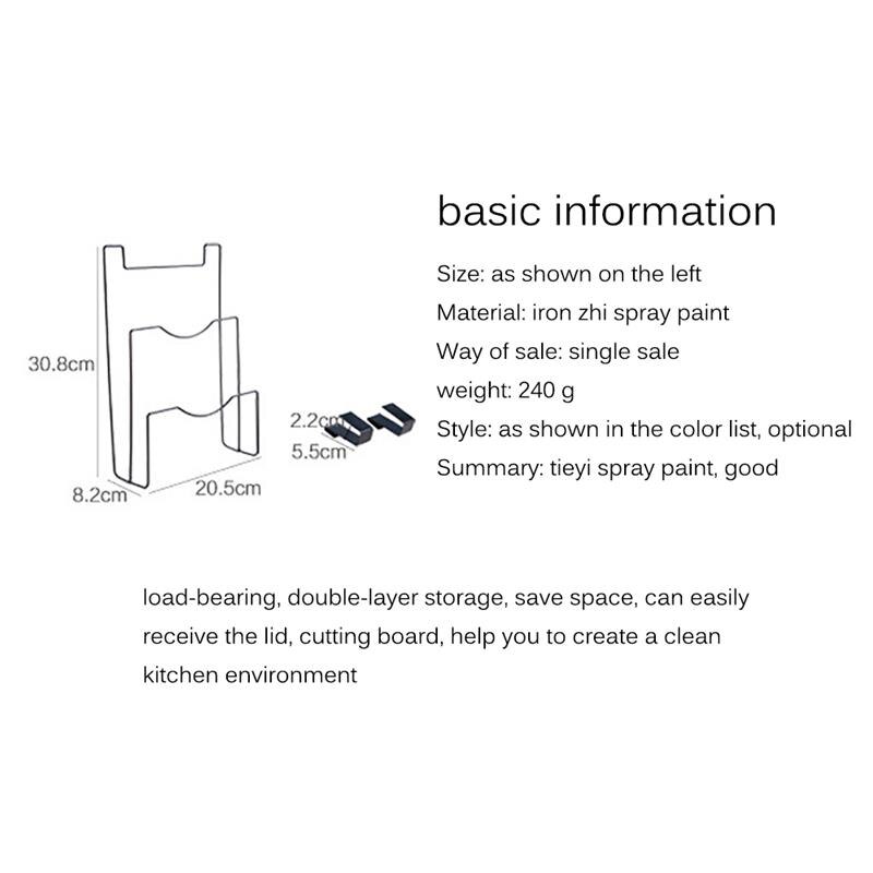 Kjøkkendør bak jern oppbevaringsstativ pannelokk holdere spikerfri skapdør henger stativer for skjærebrett grytetrekk