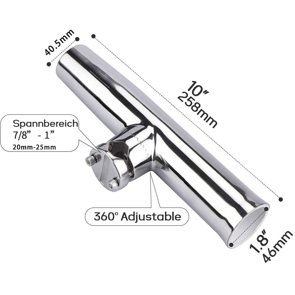 Boat Fishing Rod Holder Clamp Side Mount 7/8"-1" Rail Marine Accessories Boat Stainless Steel Rod Pole Bracket Tool