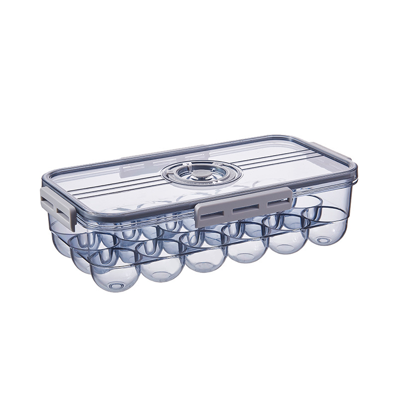 Egg Storage Box Kitchen Drawer Type Egg Storage Box Refrigerator Storage Box Fresh Keeping Box Dumpling Box Household Eggs Holde: Gray-M-A