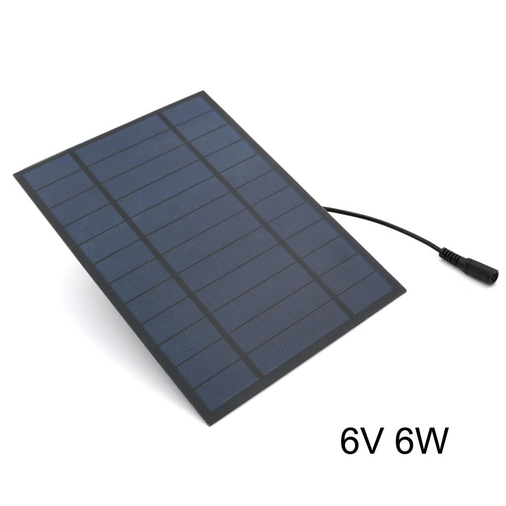 Solar Panel 2W 3W 4.5W 6W 10W 6V Portable Transparent Laminated Mono Cell Module 3.7V 18650 Battery Connector DC 5.5*2.1 plug