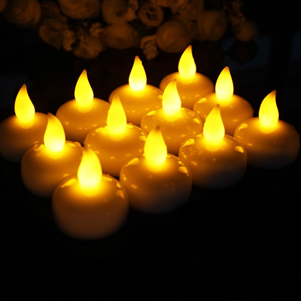 12 unids/pack velas flotantes a prueba de agua LED vela de té luz de vela electrónica sin llama lámpara de vela para baño SPA Pray