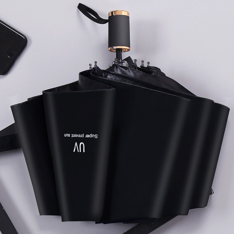 umbrella rain women three fold thickened black glue sunscreen sun umbrella nine plywood White umbrella umbrella rain women: 03- black