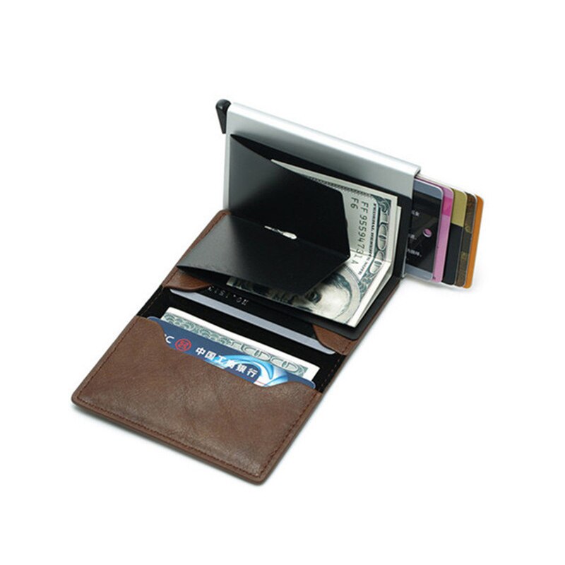 Zovyvol Antidiefstal Mannen Vintage Creditcardhouder Blokkeren Rfid Portemonnee PU Lederen Unisex PU Leer Mode Card Portemonnee Metalen