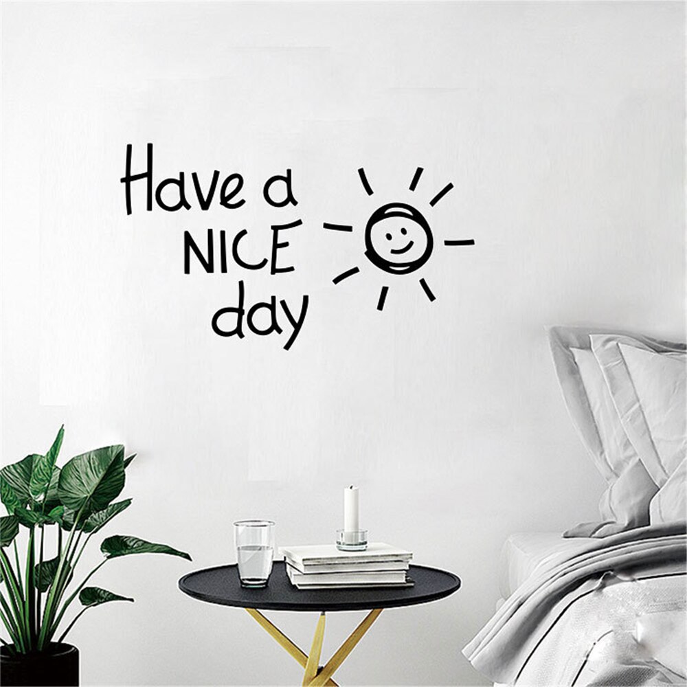 Have A Nice Day Letter Wall Stickers Babyroom Bedroom Living Room Decor Home Decoration Accessories: Black / 55x32cm