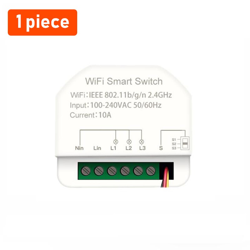 Tuya 3-gang MINI Wifi Smart Switch 3 Channels Timer Relay Smart Life Automation Breaker Module Work With Alexa Google Home: 1 piece