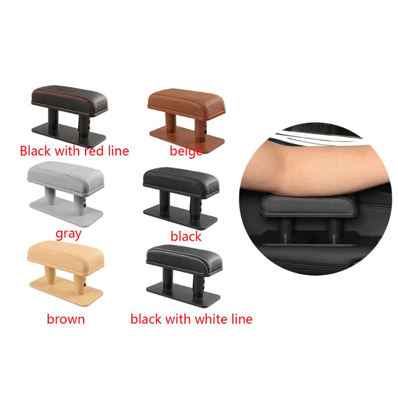Boyfriend Cardig Auto Armsteun Voertuig Arm Elleboogsteun Comfort Support Pad, Verstelbaar Lederen Booster Kussen Centrale Armsteun Box voor Lange Termijn Bestuurders, Zwart