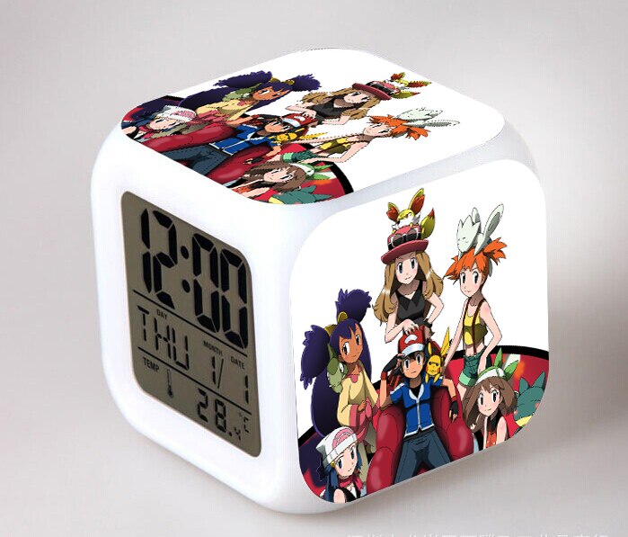 Pet Monster Alarm Clock LED Digital Clock 7 Color Changing Night Light Glowing Kids Desk Clock Children with Thermometer: C