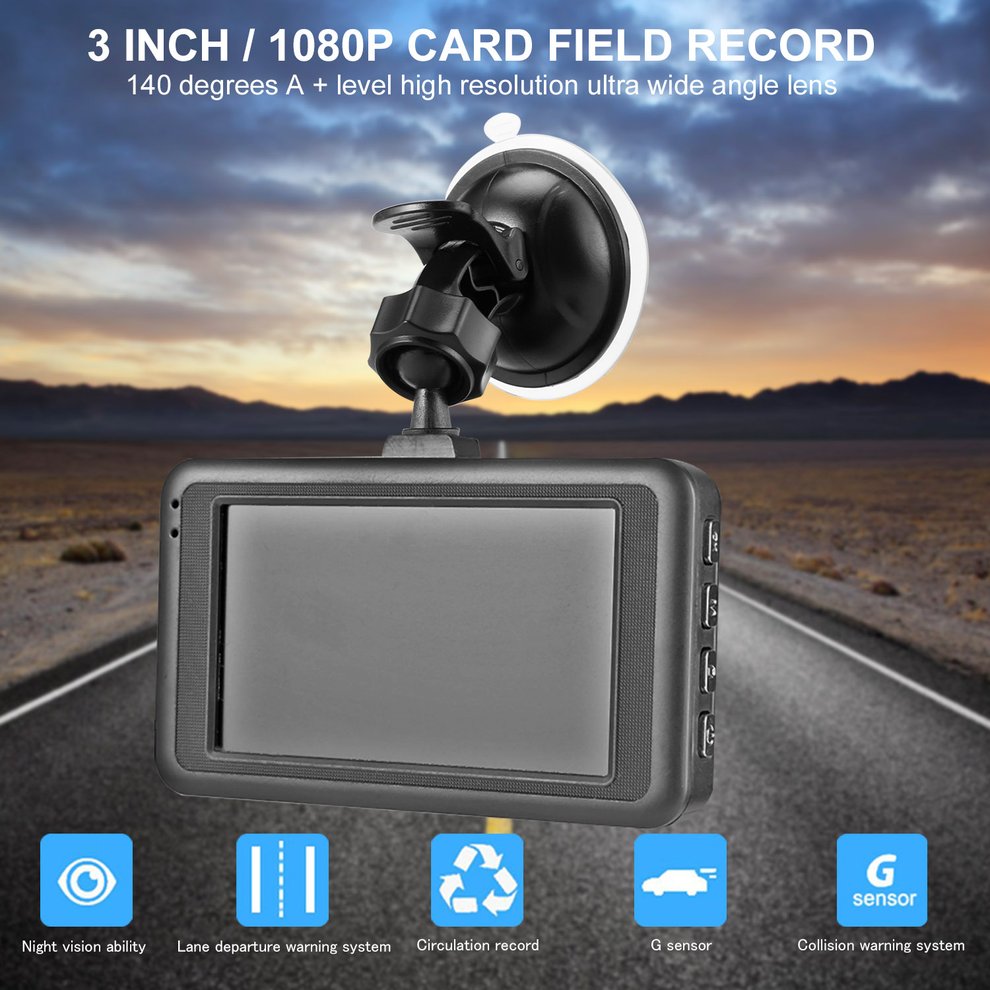 SK-Q7 3.0 pollici 12MP 1080P Auto DVR Registratore di Guida Camcorder di Notte del LED 140 gradi grandangolare Video Looping