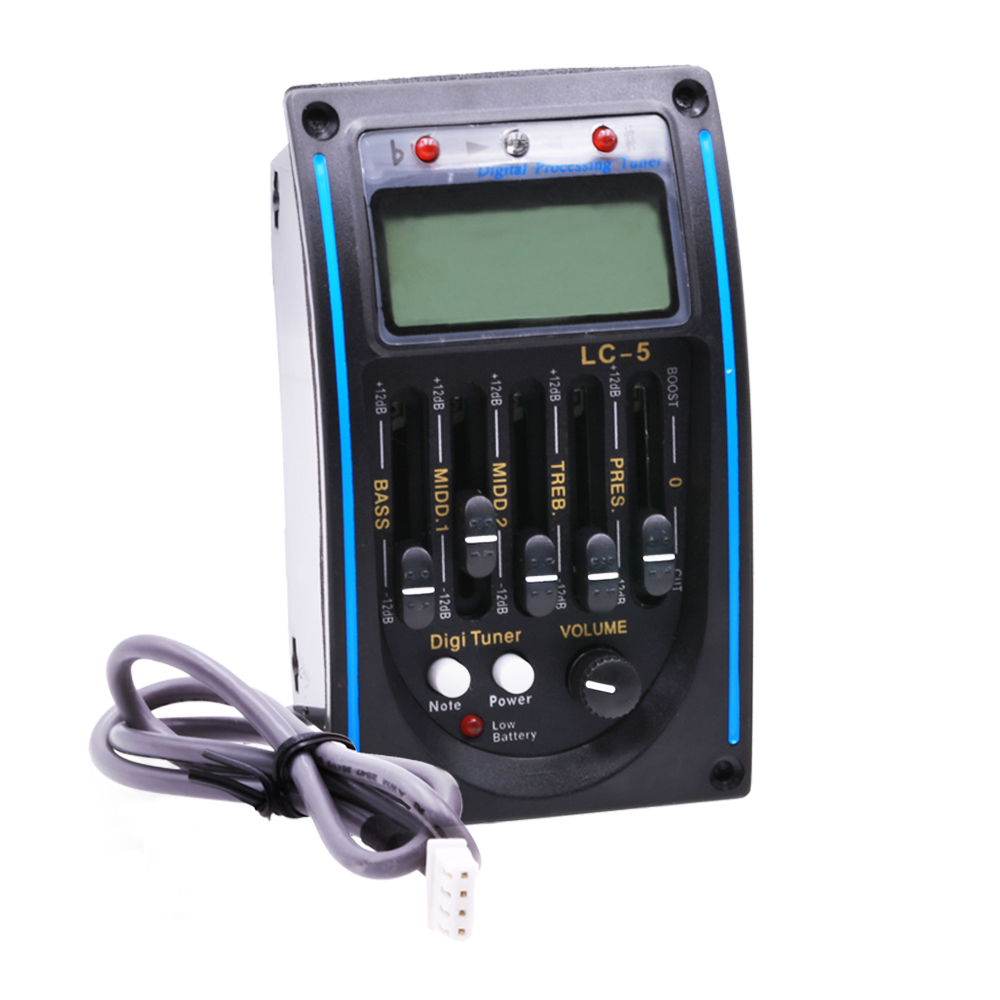 LC-5 5 bandas pastilla de guitarra acústica EQ preamplificador sintonizador LCD sistema ecualizador de pastilla piezoeléctrica