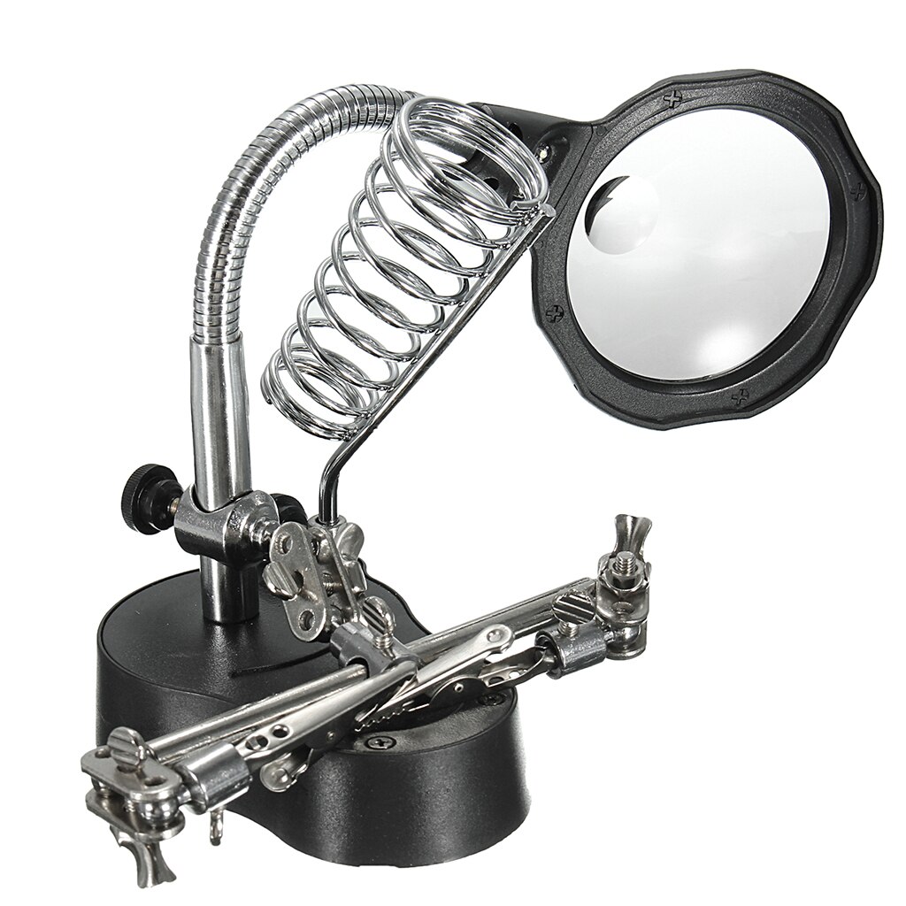 Helping Hands Magnifier Glass Stand with LED,Perfect for Soldering,Crafting~