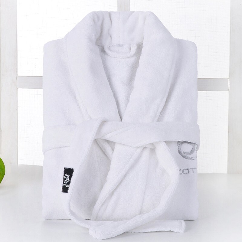 Heren Badjas Katoen Lange Warme Badjas Dikke Zachte Winter Badjas Heren Kamerjas Kimono Gewaden Mannelijke Bruidsmeisje Badjassen: White / M(155-165CM)