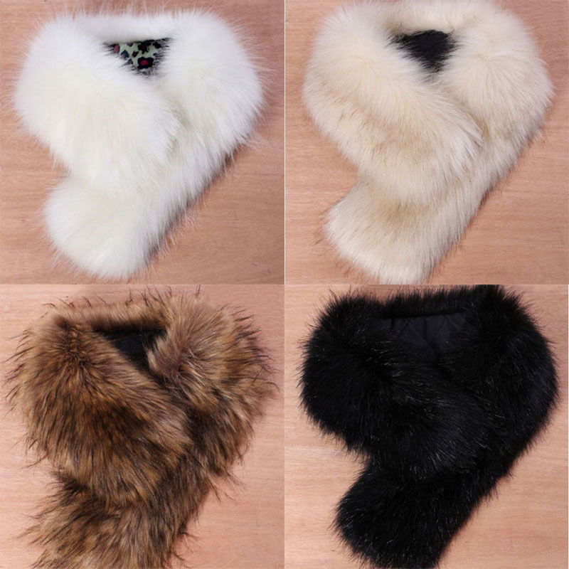 Bufandas de piel sintética para mujer, Collar, chal, chal, estola, capucha, embellecedor, mullido, , , de , Cuello de piel, pañuelo para mujer