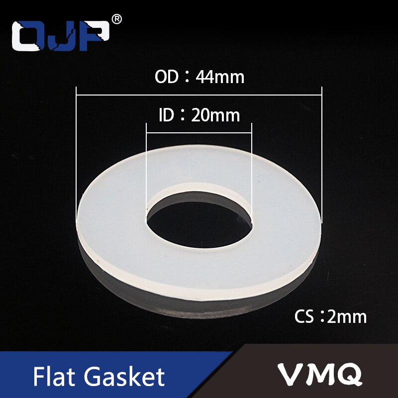 White translucent silicone flat gasket 20*44*2mm Silicone Rubber VMQ O-ring Washer Elasticity temperature resistance: 5 pcs