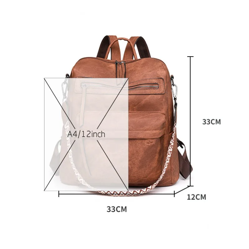 Wasserdichter Rucksack aus Leder für Damen, Diebstahlsicherer Rucksack, umwandelbar, modisch, lässig, Umhängetasche für Reisehandtaschen