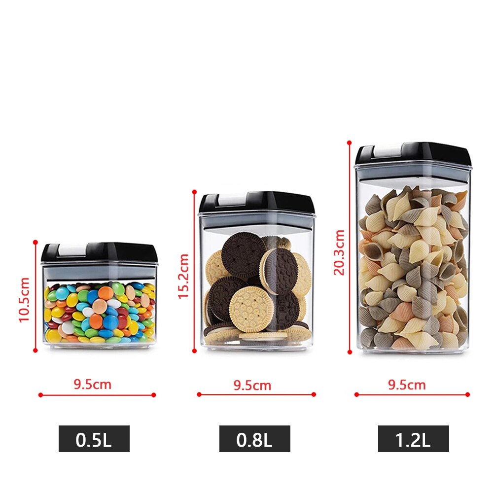Ensemble de 6 récipients hermétiques pour aliments, contenant en plastique pour aliments, pots de cuisine scellés pour multi-céréales, boîtes de conserve pour céréales en vrac