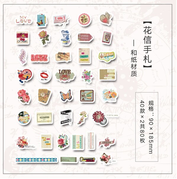 80 Stks/pak Kawaii Briefpapier Stickers Kleine Verse Retro Dagboek Planner Decoratieve Mobiele Stickers Scrapbooking Diy Craft Stickers: huaxinshouzha