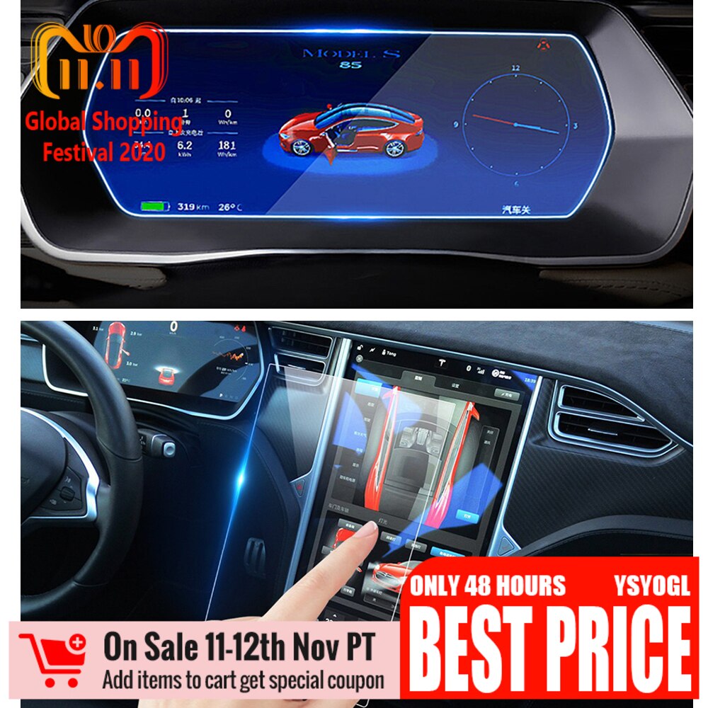Automatische schermbeschermer UV-bescherming Instrumentenpaneel Schermfilm voor Tesla Model X S Navigatie Schermbeschermer Glasfilm