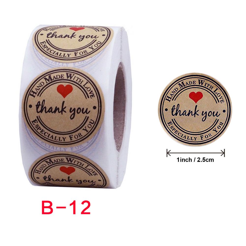 Thank You Stickers 500-Count Gracias Sticker Seal Label Kraft Paper Heart Sticker ,for Craft Project Favor Event Business