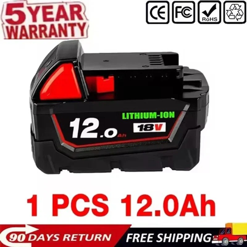 For Milwaukee M18 18V 9Ah 12000mAh 18650 Lithium Replacement Battery For Milwaukee 48-11-1860 48-11-1850 48-11-1840 Tool Battery: PURPLE