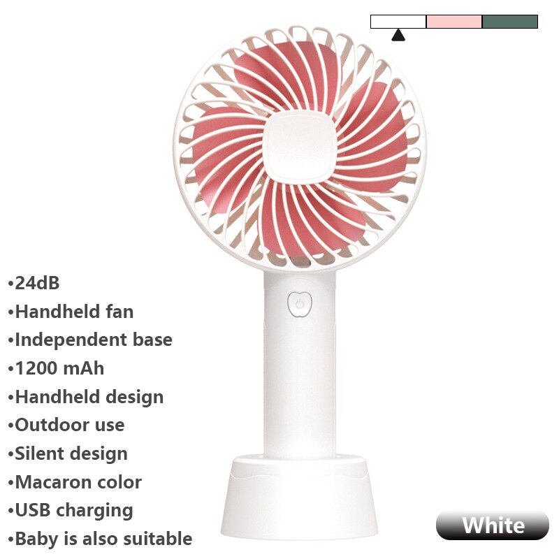 Mini Xaomi Fan Draagbare Handheld Oplaadbare Ingebouwde Batterij 1200Mah Air Koelventilator Voor Outdoor Huis Met Een aparte Base: H4 White