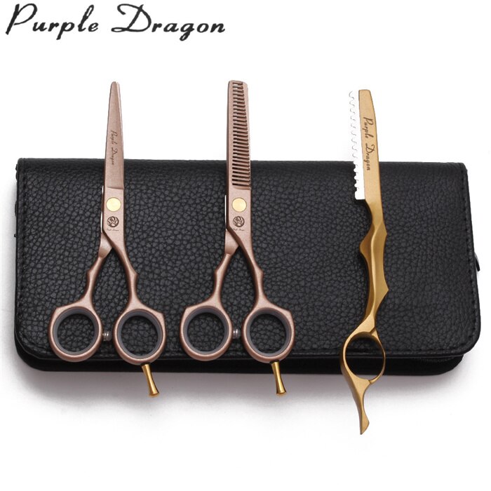 Z1104 5.5" 16cm JP Purple Dragon Rose Gold Scissors For Hairdresser Cutting Shears Thinning Scissors Hair Scissors: Z1104 Jin 3P2 5.5Y