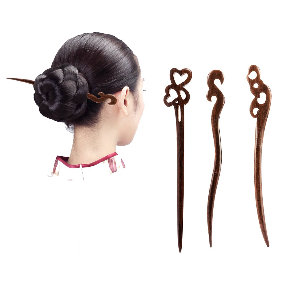 1Pcs Retro Haar Chopstick Vrouwen Onzichtbare Haar Pin Vintage Handgemaakte Gesneden Hout Haarspelden Hair Styling Tool Accessoires Chic