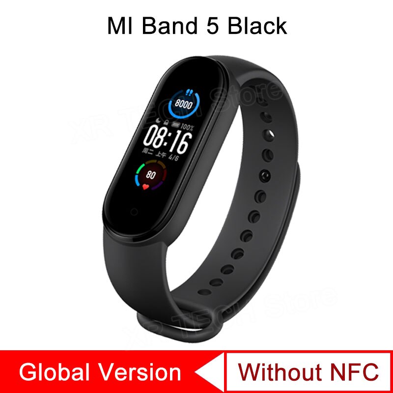 Xiaomi Mi Band 5 Smart Bracelet Band AMOLED Screen Miband 5 Smartband Fitness Wristband Heart Rate Monitor Bluetooth Sport Water: GL Version
