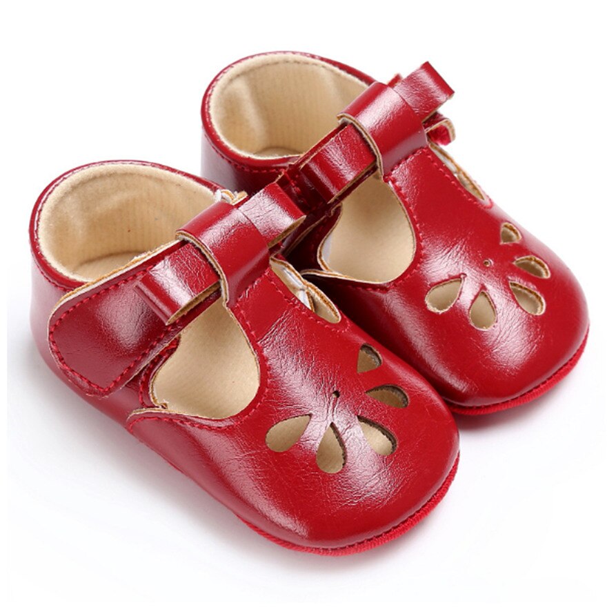 Heldere Prinses Lente Zomer Meisje Baby Lederen Schoenen Baby Mocassins Peuter Rubber Bottom Anti-Slip Babyschoenen: Red / 3