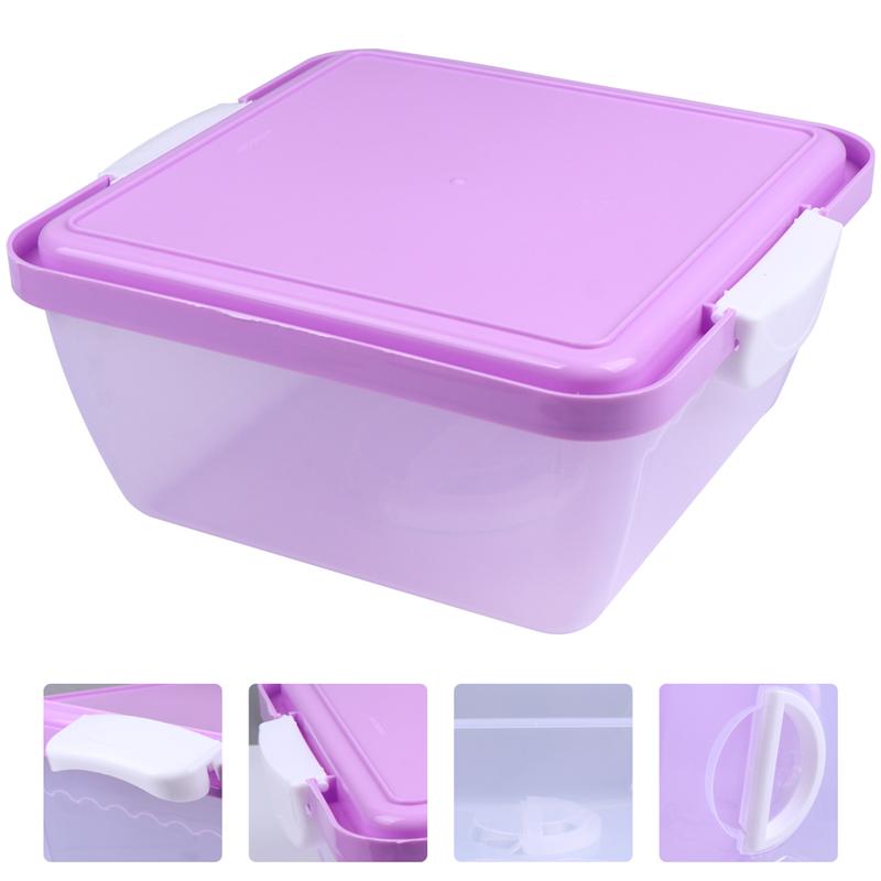1 Pc Portable Hand-Held Cake Safety Box Transparent Birthday Cake Box (8inch Square Purple)