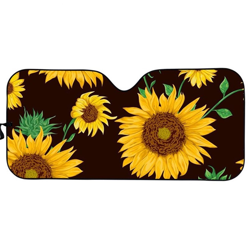 Éblouissement de soleil de bloc d'ajustement universel d'ombre de soleil automatique de tournesol jaune/UV/chaleur gardez votre couverture fraîche d'impression florale de fleur de soleil de bloqueur de voiture: XQ0026HC