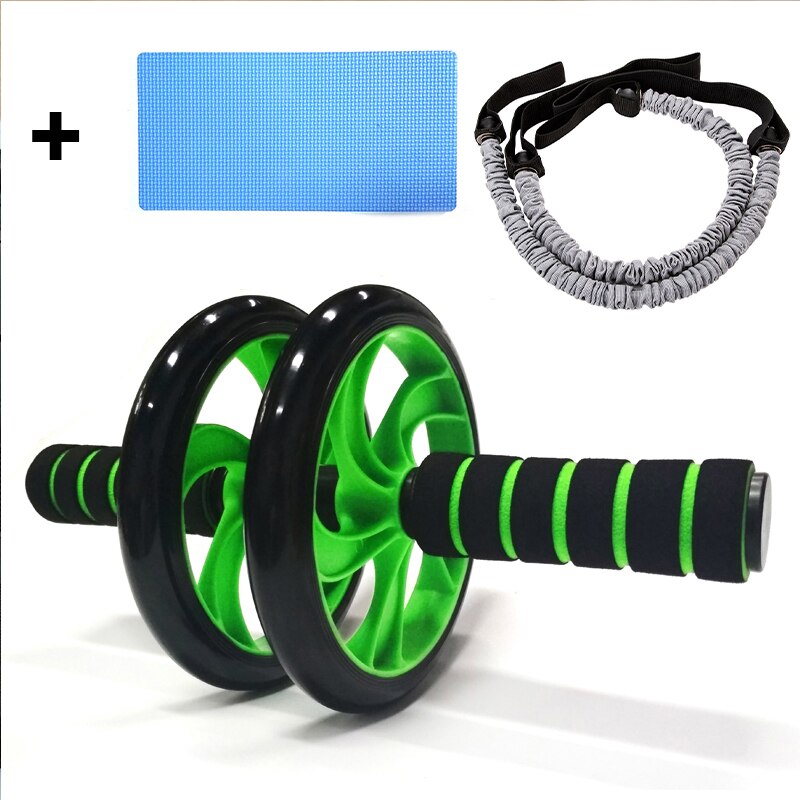 Gym Trainer Ab Roller Training Home Fitness Double Wheel stable Abdominal Power Wheel abdomen Muscle Exercise Equipment: green 2